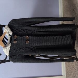 Take Out Charcoal Cardigan with Cream Hood
